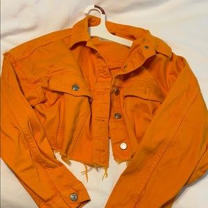 Urban outfitters MOTO cropped orange jean jacket